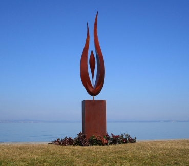 Huge artwork flame on column